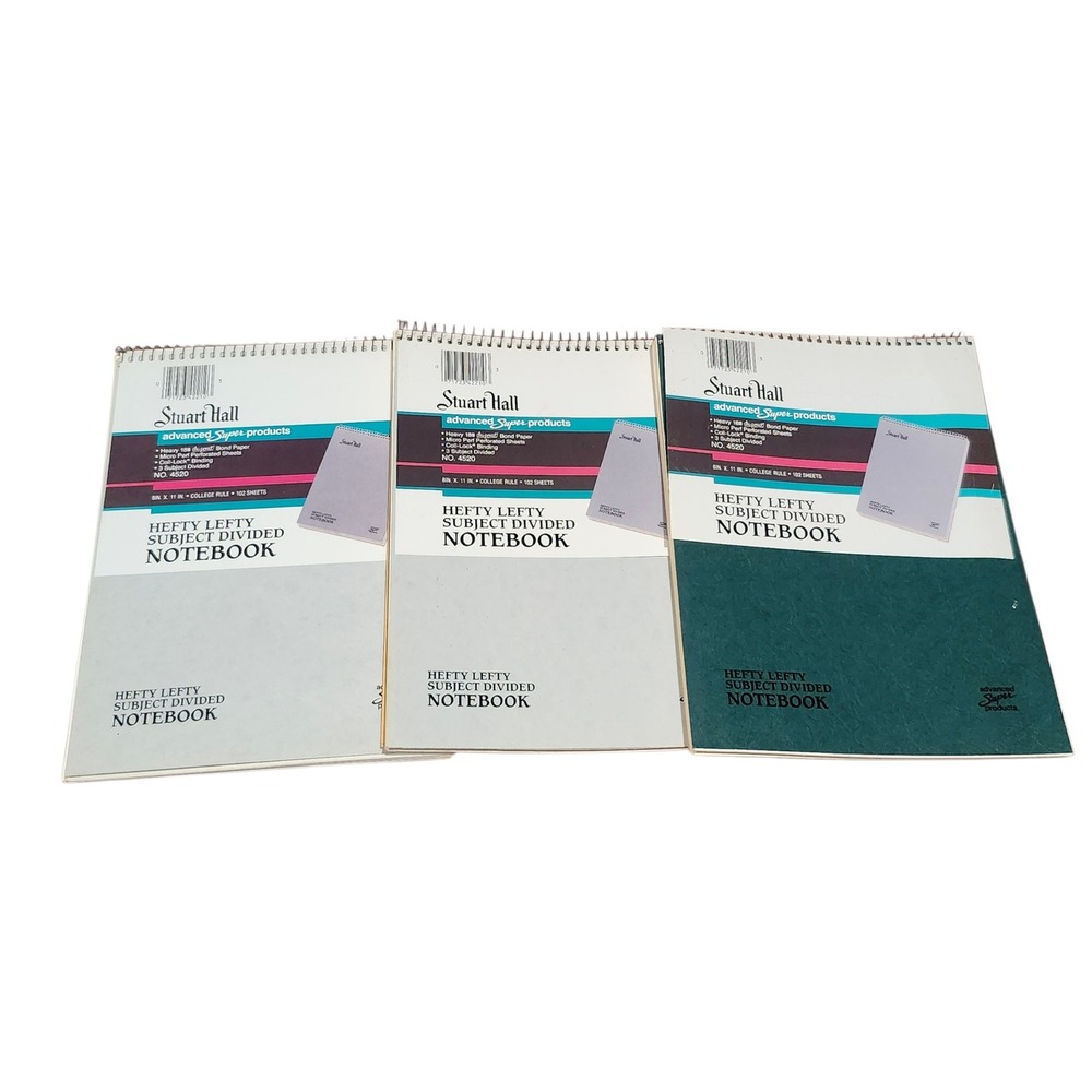 Stuart Hall Hefty Lefty Notebooks 3  Vintage Stationary College Rule‎ 8x11 HTF